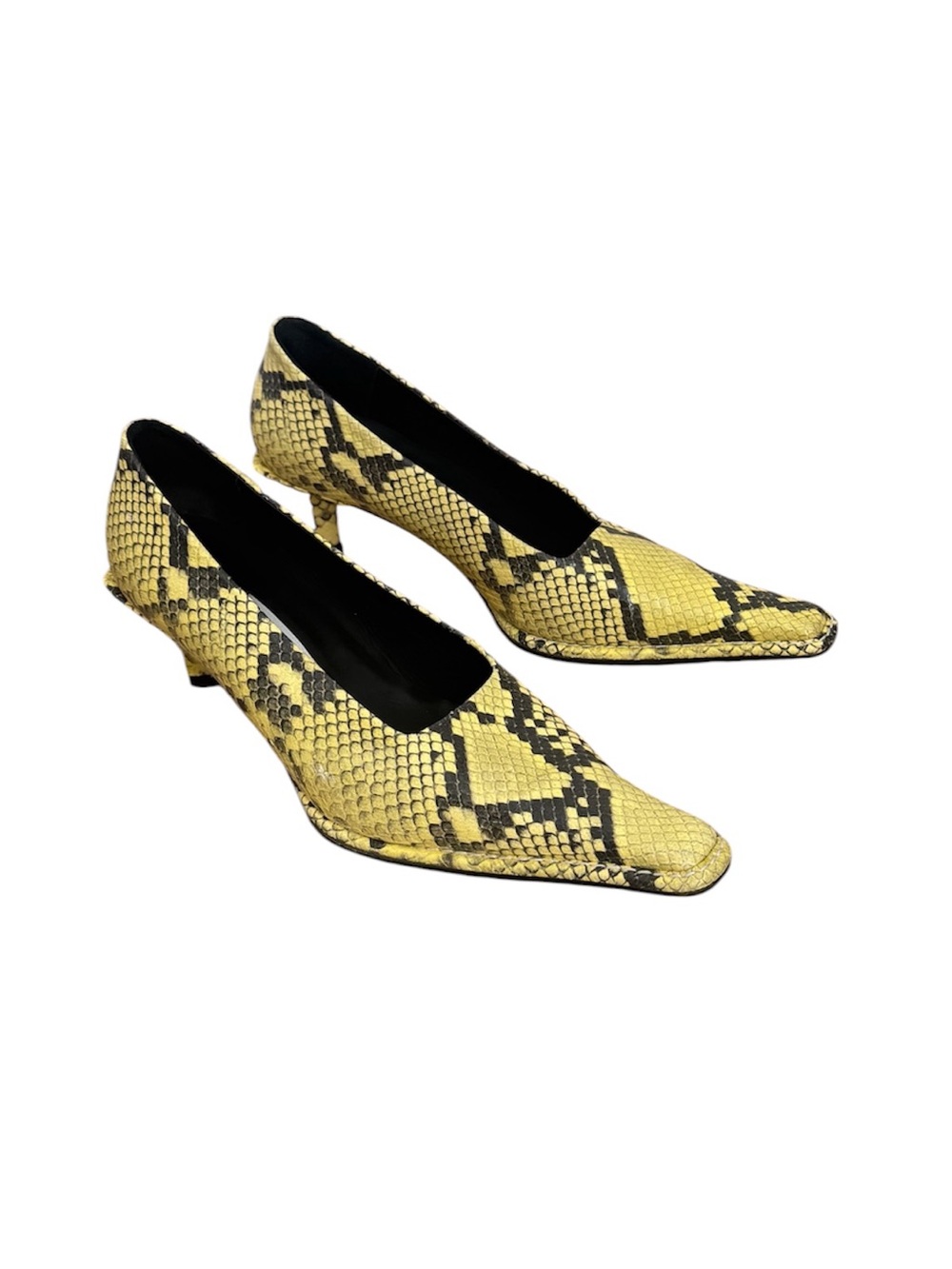 MIISTA Snakeskin animal print kitten heel pumps